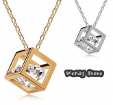 Colar-cubo com diamante